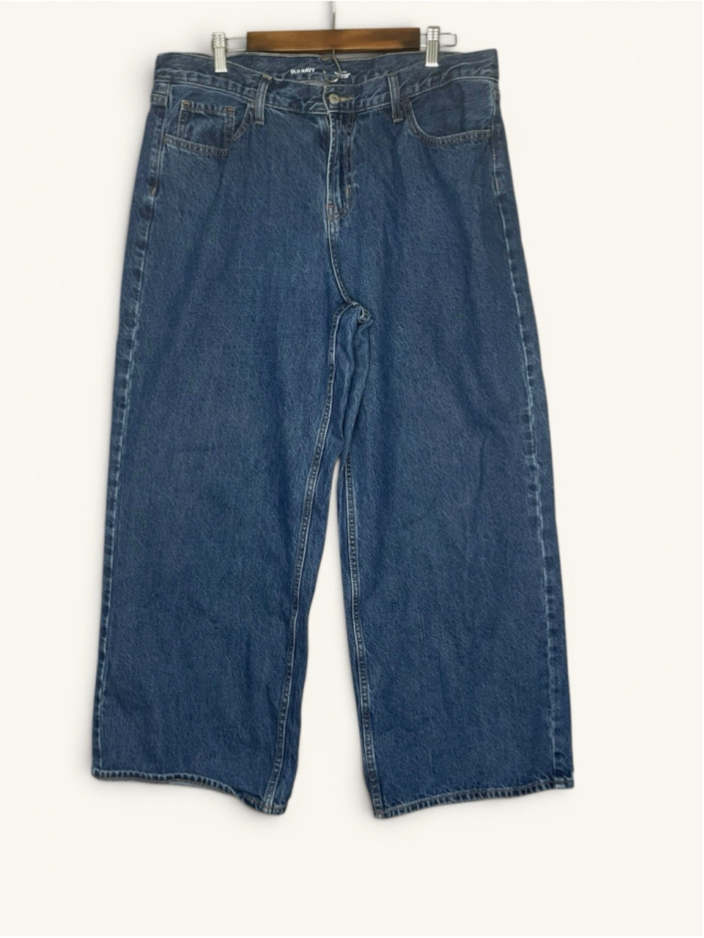 Old Navy Women's WOW Baggy Wide Leg Jeans Size 14 Mid Rise Dark Wash Denim